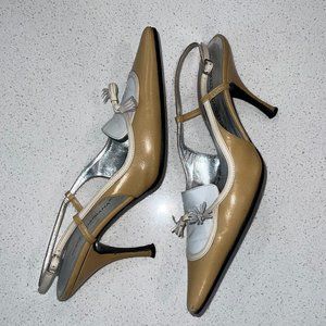 Dolce & Gabbana two tone sling back with tassel low heel womens shoe. Size 6.5